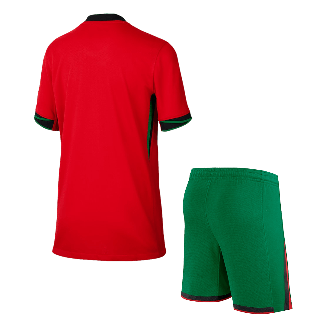 Kid's Portugal Home Soccer Jersey Kit(Jersey+Shorts) Euro 2024 