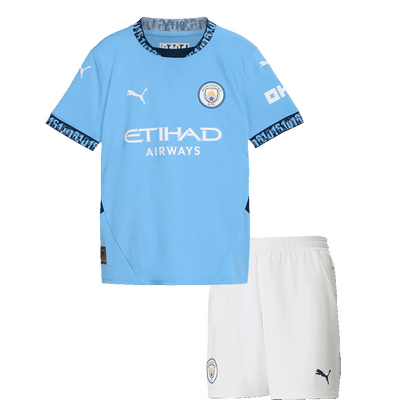 Kid's Manchester City Home Football Shirt Kit(Shirt+Shorts) 2024/25 Football Kit UK