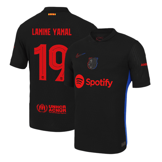 LAMINE YAMAL #19 Barcelona Idegenbeli Autentikus Foci Mez 2024/25 - UCL