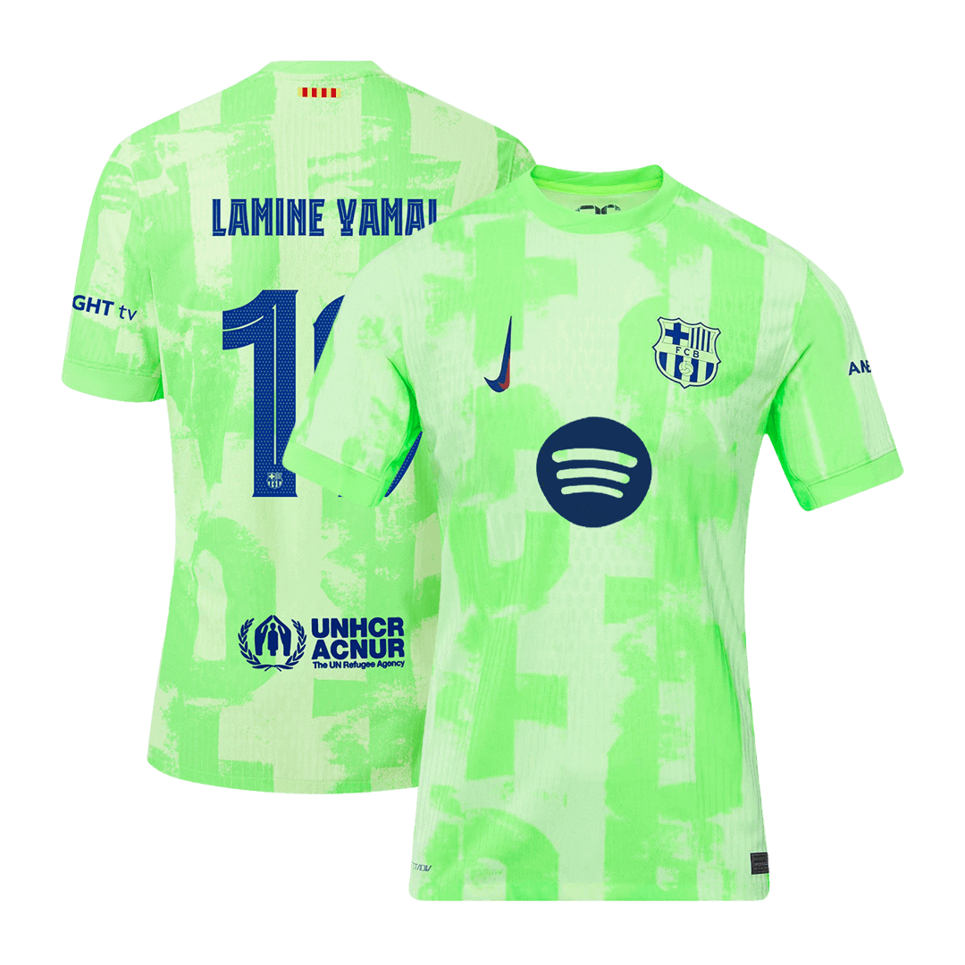 LAMINE YAMAL #19 Barcelona Third Away Authentic Soccer Jersey 2024/25- UCL¨Spotify Logo Without Text