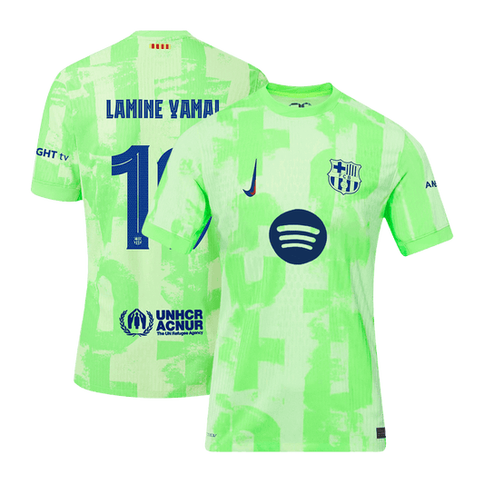 LAMINE YAMAL #19 Barcelona Third Away Authentic Soccer Jersey 2024/25- UCL¨Spotify Logo Without Text