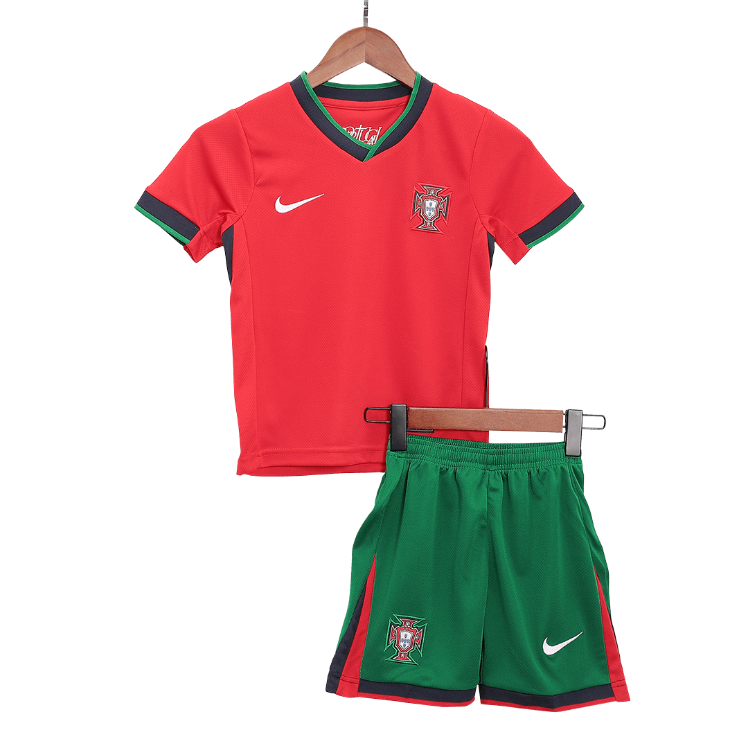 Kid's Portugal Home Soccer Jersey Kit(Jersey+Shorts) Euro 2024 