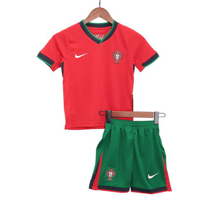 Kid's Portugal Home Soccer Jersey Kit(Jersey+Shorts) Euro 2024 