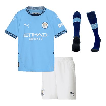 Kid's Manchester City Home Football Shirt Kit(Shirt+Shorts+Socks) 2024/25 Football Kit UK