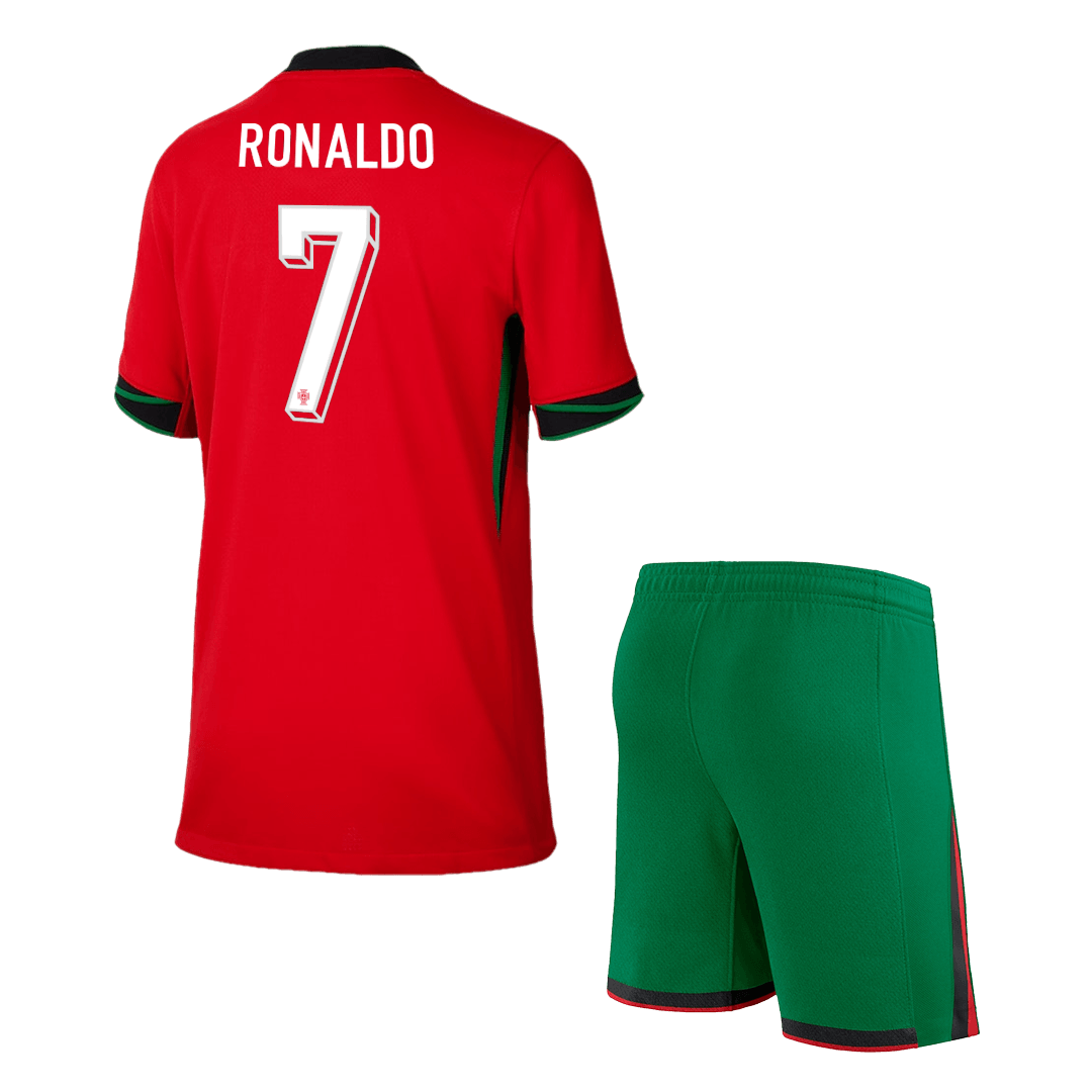 Kid's RONALDO #7 Portugal Home Soccer Jersey Kit(Jersey+Shorts) Euro 2024 