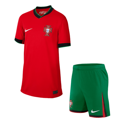 Kid's Portugal Home Soccer Jersey Kit(Jersey+Shorts) Euro 2024 