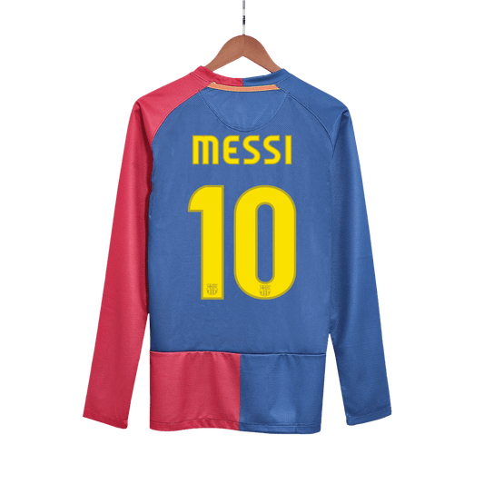 Vintage Soccer Jersey MESSI #10 Barcelona Home Long Sleeve 2008/09 - UCL Final 