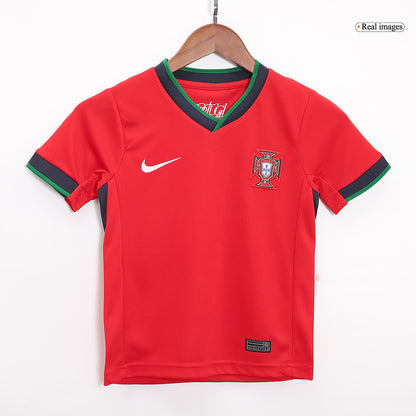 Kid's Portugal Home Soccer Jersey Kit(Jersey+Shorts) Euro 2024 