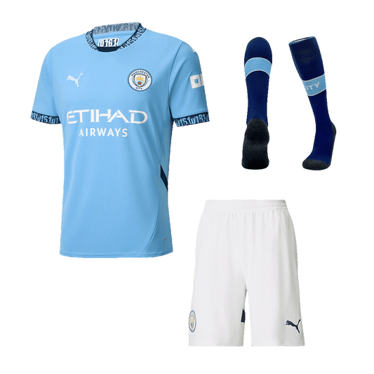 Manchester City Home Football Shirt Kit(Shirt+Shorts+Socks) 2024/25 Football Kit UK